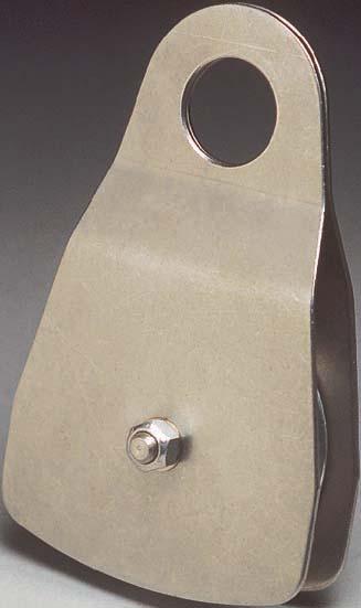 PULLEY Stainless steel cheeks open to allow placement of cable or rope on 3 /4" wide 3 1 /2 diameter aluminum