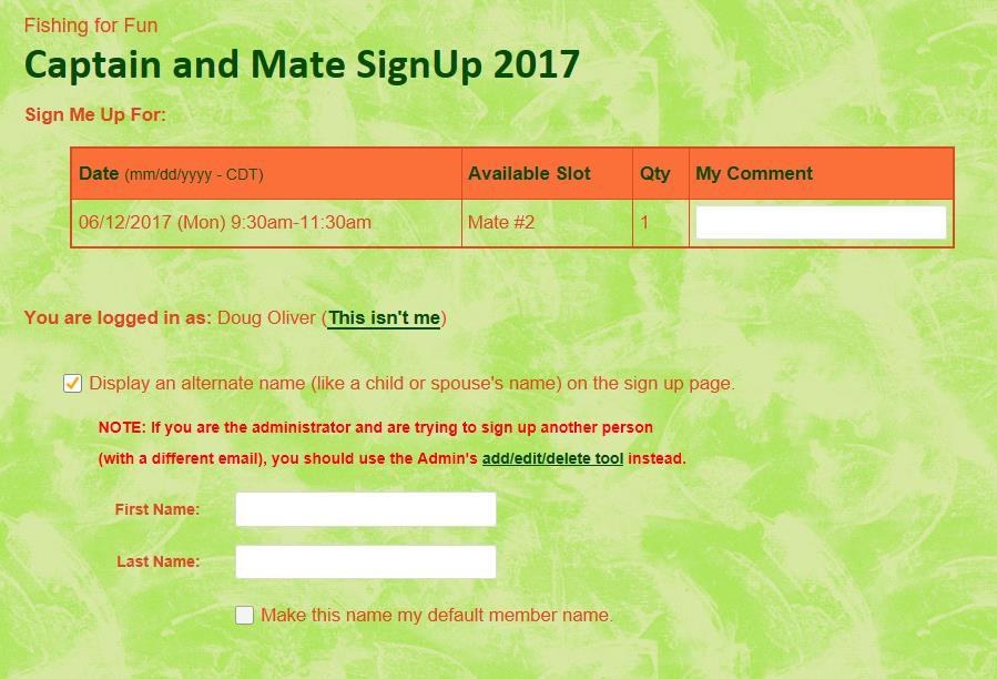 When signing up two people at the same time,