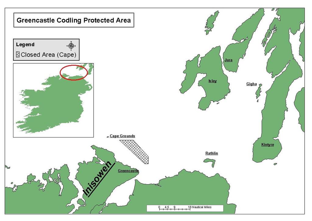 18 ICES WGNSDS report 2006 Figure 1.8. Location of the area closed by Irish Statutory Instrument in 2003-4 and 2004-5.