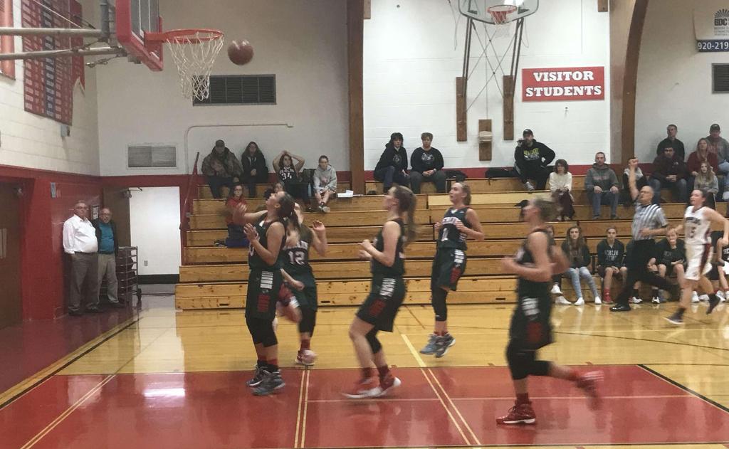 November 30, 2017 Page 5 Berlin Lady Indians get ready to rebound the ball to score at Cambria Friesland. The Indians won the game 75-34 on Nov. 16.