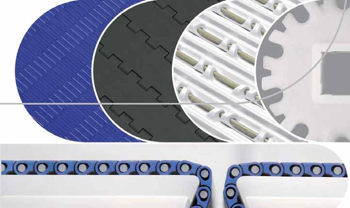 Plastic modular belts eliminate the need for high-tension systems by positively engaging the sprocket with the running belt and maintaining proper belt tracking.