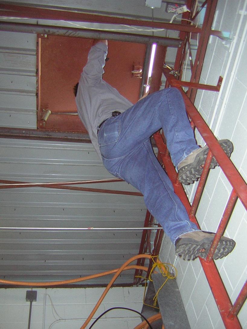 Fixed Ladder and Roof Hatch A source of danger is roof access to a ladder through a