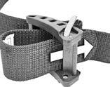 The buckle should form an angle with the metal D-ring as shown