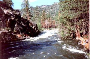 This photo is also taken from the Kern River Bridge at the upper end of Kern Flat. His sons decided not to carry on with the toll trail business and that is where it stands today.