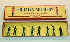 Estimate $60-80 Lot 2163 Britains: Set # 7 Royal Fusiliers Pre-War 8 1/2 boot marching at the slope with officer, in