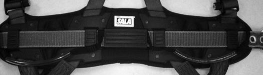Pull the hip belt () completely out of the harness to free the worn/damaged Lumbar Protector () and tool