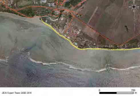 River mouth problem: Monitoring Eroded area: Setback Source: JICA Expert Team modified based on the material from MHL Figure 8.4.