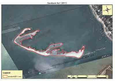 In this case the amount of dredging should be smaller than the increase of the sand bars by monitoring to keep the shape. Also the environmental impact assessment is necessary.