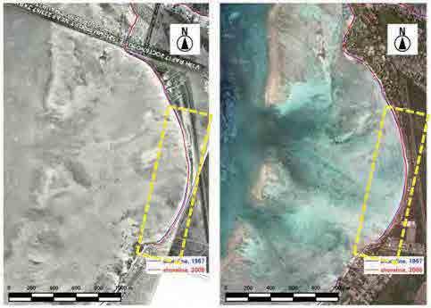Based on the evidence that a seawall was constructed in the 1990 s in front of Club Med Hotel at the north area, the beach might have been eroded at that time.