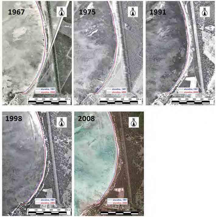 Source: Processed by JICA Expert Team based on aerial photo and satellite image obtained from MHL Figure 3.2.7 Change in Condition of Coral Reef from 1967 to 2008 Figure 3.2.7 shows the change in condition of coral reef from 1967 to 2008.