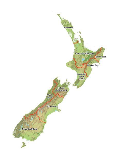 Forestry Region Abbreviation Canterbury Otago Southland CAN OS Figure 3-1: Map of the nine New Zealand forestry regions (source: