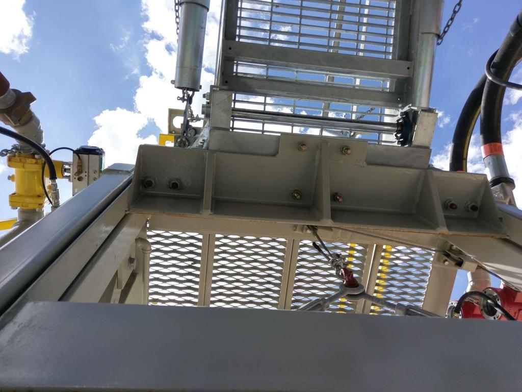Once the truck towing the system (if the system is not a truck mounted unit) is disconnected from the transloader, begin the full stabilization of the transloading system.