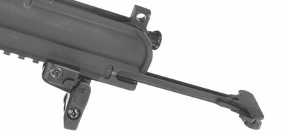 Slip the charging handle guides into the cut out in the upper receiver and leave the charging handle sticking out of the rear of the upper receiver. (See Figure 42.