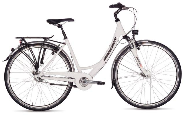 Uptown Low-Step Transportation / City Sizes» Ladies: XS (38cm), S (43cm), M (48cm), L (53cm) Color(s)» Matt White Main frame» Breezer D Fusion Hydroformed Aluminum, Integrated Head Tube, Single Water