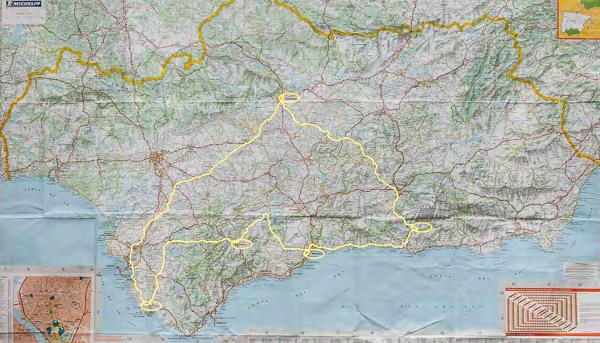 This map show our overall route highlighted. The ovals show where we stopped for a few days to explore the immediate area.