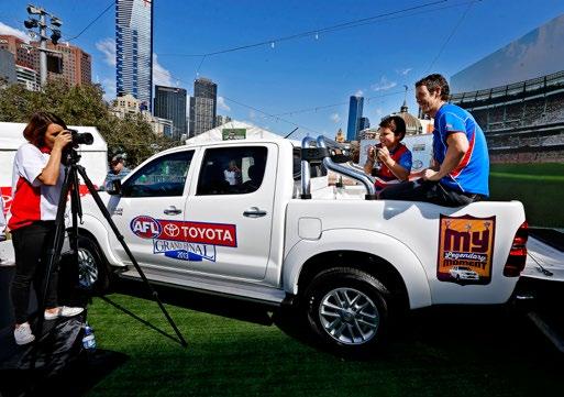 AFL ANNUAL REPORT 2013 COMMERCIAL OPERATIONS DARREN BIRCH 64 Fans were given a chance to recreate their own lap of honour in the back of a Toyota HiLux with their favourite stars such as Bulldog