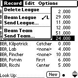 The second way to access the Record menu is selecting the menu icon while looking at the entire roster. When you select the Record menu, its commands appear on the screen. Delete Record.