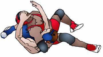 (5-14-2) When the defensive wrestler in a pinning situation, illegally puts pressure over the