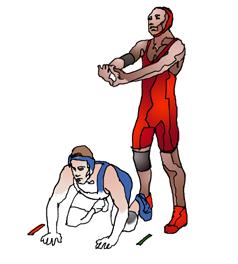 The offensive wrestler s knee cannot be in contact with the opponent, (Or