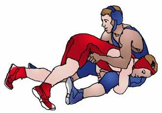 (5-25-1) This crotch lift does not stop the takedown by the wrestler in the blue