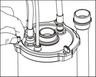 When re-inserting the scrubber assembly ensure the Velcro band passes between the scrubber wall and the down pipe 7. 8.