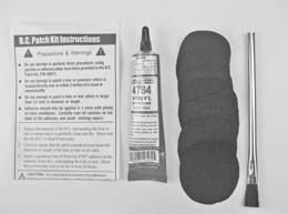 23 BC Patch Kit Instructions WARNING: Do not attempt to perform these procedures using patches or adhesive other than those provided in the BC Patch Kit pn 42611. 3.