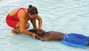 262 LIFEGUARDING MANUAL HEAD SPLINT FACE-DOWN IN EXTREMELY SHALLOW WATER continued 4 Lower your arm on the victim s side that is closest to you so that the victim s arms go over the top of your arm