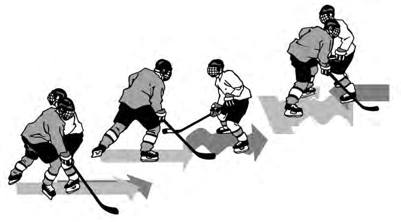 Three Step Front Check Progression The players remain with their partners and do front checking exercises. 1. Front Check Push Start in a deep stance, facing the opponent.