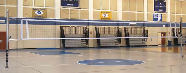 7200 Libero Collegiate System Top-quality multi-use system Features infinite net height adjustment to 8, allowing volleyball, tennis, and badminton play ideal for multi-purpose facilities 4 O.D.