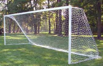 is approved for competition play and meets NCAA, NHSAA, and FIFA specifications Welded one-piece goal frame corners provide strength and rigidity with no visible hardware Crossbar and uprights