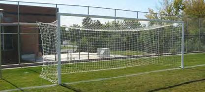 steel back stanchions placed 32 apart and 8 behind each front goal upright Each goal includes one crossbar and two uprights, upright ground sleeves, 2 O.D.