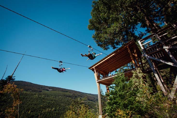 9:30 AM Pick-Up at Fairmont Chateau Whistler for 24 people, shuttle departs for Cougar Mountain Base. 10:00 AM Superfly Ziplines 14 people. RZR Tour 10 people on 5 x 2-seater. All private tours.