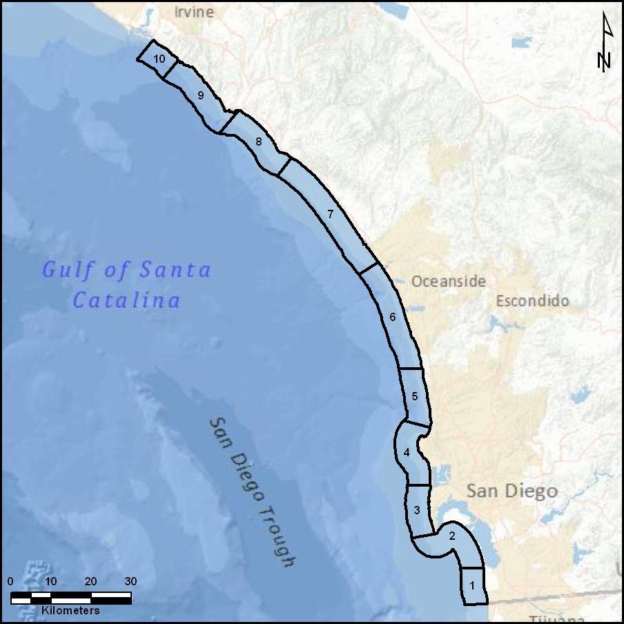 Figure 4. Administrative kelp bed lease areas in the Region Nine study area.