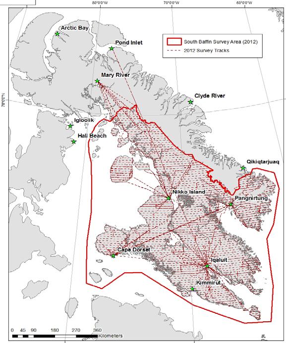 Baffin Island Caribou Consultations, 2012 A B Figure 3: Combined survey track logs, recorded from March 27 th to May 27 th, 2012 by GPS units mounted in