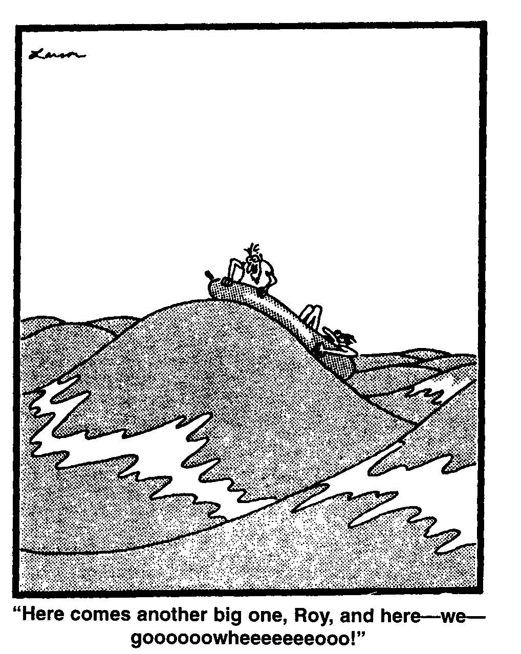 5. The cartoon below presents a humorous look at wave action. 7. A cool breeze is blowing toward the land from the ocean on a warm, cloudless summer day.