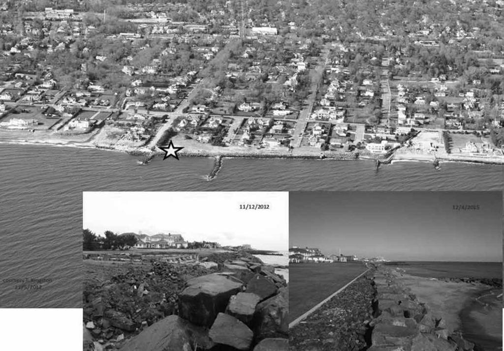 A Figure 4. (A) Oblique aerial view and on-ground photos of the Deal profile location (Site #170). (B) Changes to the beach and nearshore profile from 2013.
