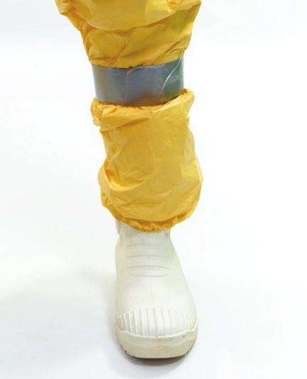 additional component used in PPE, like boot covers, potentially also adds to the complexity of the donning and doffing process Keeping fluids away from the inside of the boot