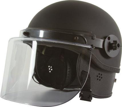 NON-BALLISTIC RIOT HELMETS TR-1000 NON-BALLISTIC RIOT HELMET Durable injection-molded polycarbonate shell High-retention strap system with flexible chin cup and quick connect release buckle High