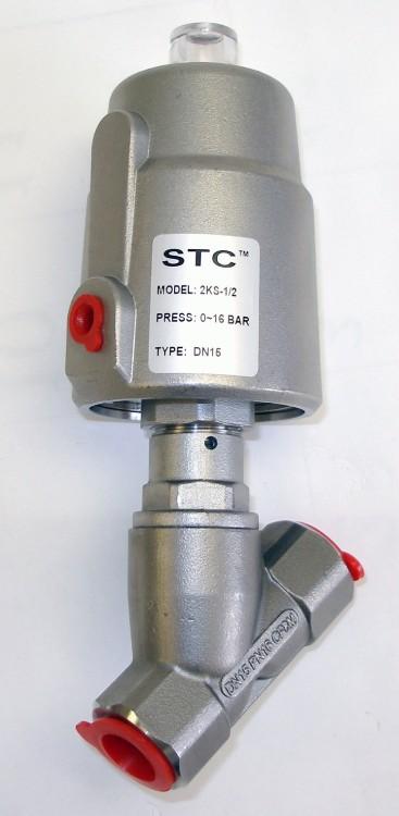 Air Actuated Angled Valve Model 2KS, 2KD Installation Guide Note: This valve is designed to be controlled by air flow only. Any kind of COMPATIBLE fluid may flow through the main valve.