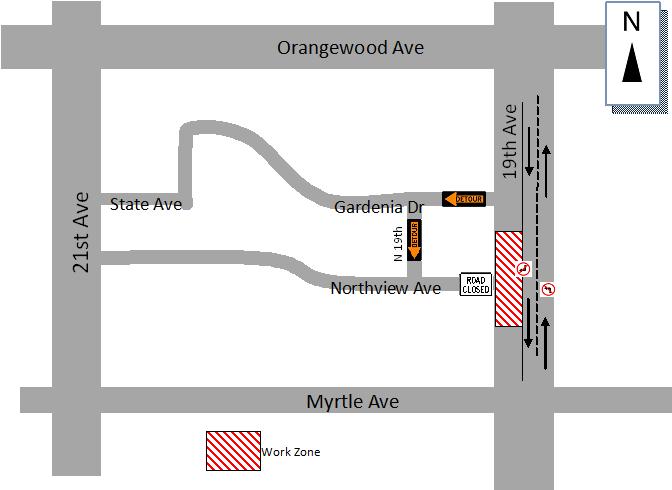 Outreach Coordinators Jessica Blazina (602) 510-5491 Northview Ave Closed at 19th Ave Waterline Installation Traffic Restrictions: April 22 April 29 (24 hr) No right turn from 19th Ave southbound No
