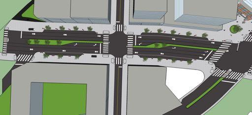 Figure 22: Lee Highway West 2 3 8 4 7 6 5 1 1. Wider sidewalks 2. Bus shelters and bus bulbs 3. Added trees for pedestrian buffering and shade 4.