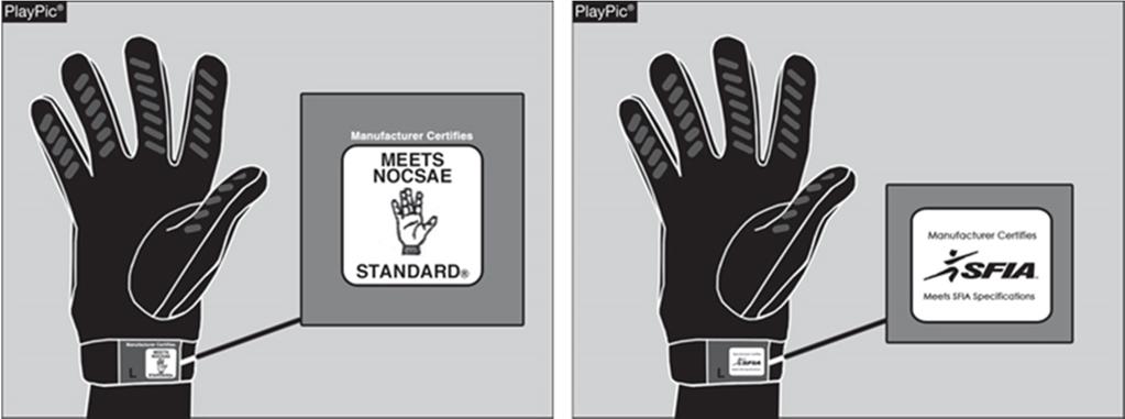 GLOVES RULES 1 5 NOTE, 1 5 2b Gloves are now required to carry either the National Operating Committee on Standards for Athletic Equipment (NOCSAE) seal (PlayPic A)