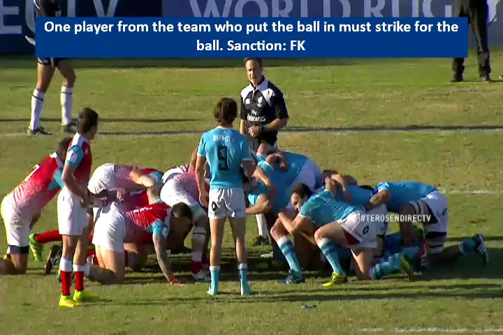 Global Trials 20 20 Striking after the throw-in Once the ball touches the ground in the tunnel, any front row player may use either foot to try to win possession of