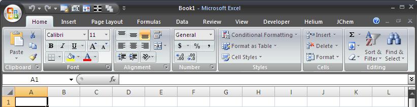 The components of Helium Microsoft Excel 2007