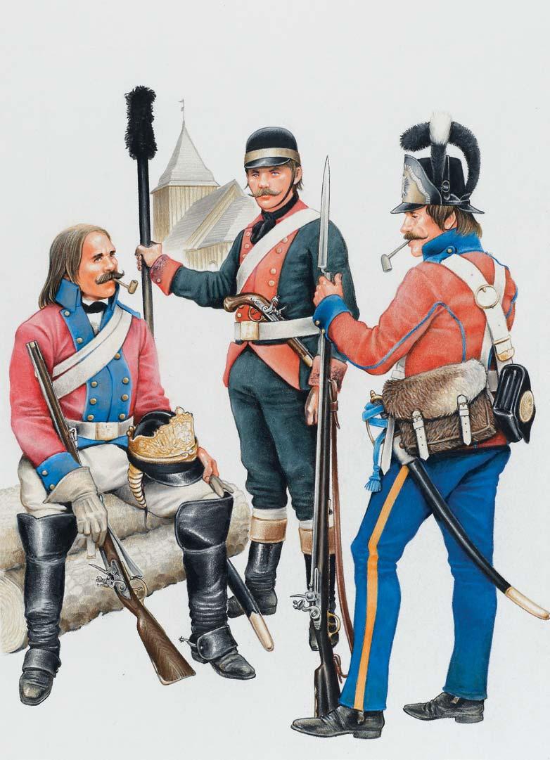 CROWN GUARDS, 1790s 1: Musketeer, Crown Footguard Regt (Poniatowski s), 1792 2: Dragoon,