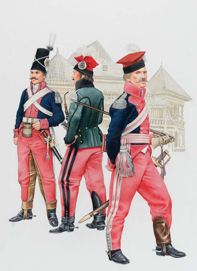 NATIONAL CAVALRY, 1790s 1: Officer, 1st National Cavalry Brigade 2: Pocztowy, 1st