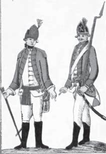 36 Militia fusilier, 1794 either a peasant or a villager. He has a comfortable cap and an overcoat, and has apparently been issued regulation crossbelt equipment.