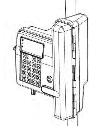 s keypad, controls, communication connectors, and battery compartment door.