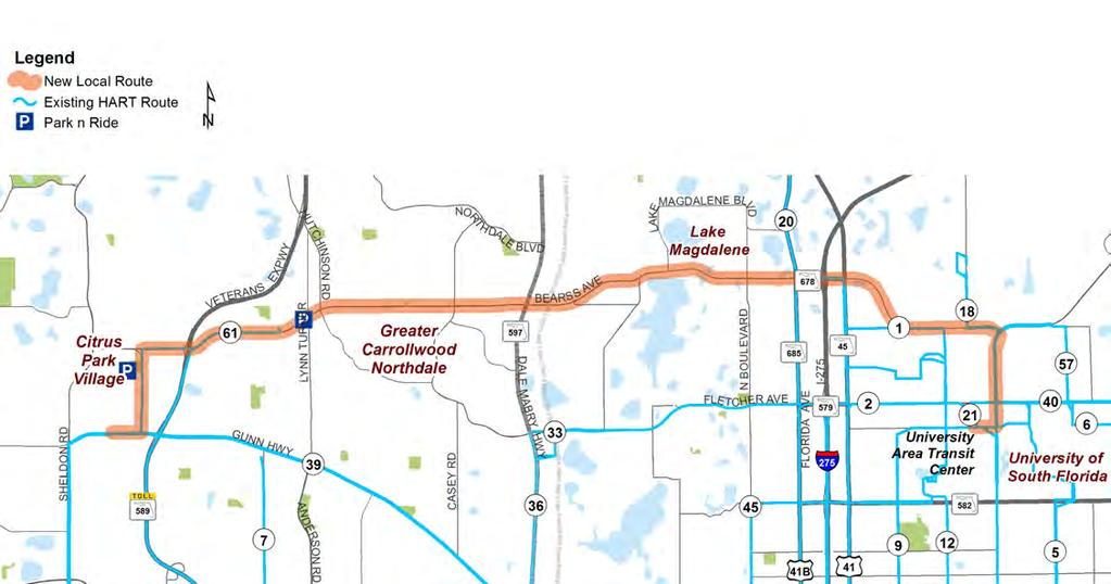 NEW ROUTE ON EHRLICH ROAD/BEARSS AVENUE Description Another potential improvement is a new east-west route on Ehrlich Road and Bearss Avenue.