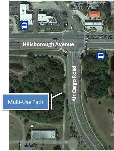 SCENARIO 1 ROUTE 34/AIR CARGO ROAD MULTI-USE PATH AT HILLSBOROUGH AVENUE A multiuse path along Air Cargo Road connects several industrial parcels near the airport to Route 34 with a signalized